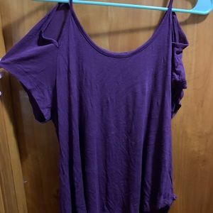Purple open shoulder shirt